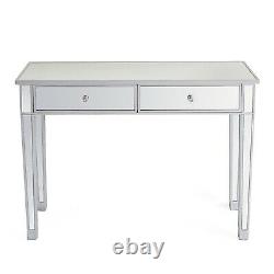 Mirrored Glass Dressing Table With 2 Drawers Makeup Vanity Desk Bedroom Dresser