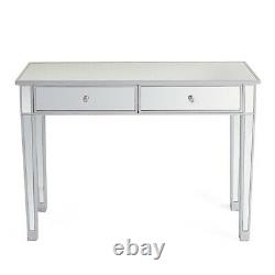 Mirrored Glass Dressing Table with 2 Drawers Bedroom Make-Up Console Vanity Table
