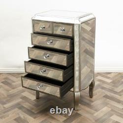 Mirrored Glass Large Chest Cabinet Drawers Table Dressing Venetian Furniture