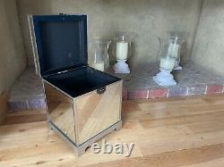 Mirrored Glass Stool Trunk Storage Dressing Table Velvet Padded Seat Vintage