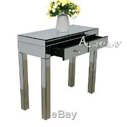 Mirrored Glass Two Drawers Dressing Makeup Table Bedroom Console Make-up Desk