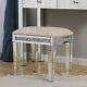 Mirrored Glass Diamond Dressing Table Makeup Desk Console Mirror And Stool