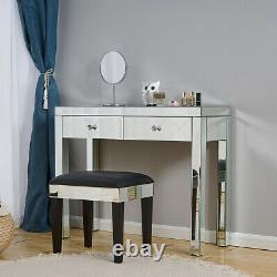 Mirrored Make Up Glass Dressing Table Desk With 2 Drawer Console Bedroom Vanity