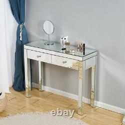 Mirrored Make Up Glass Dressing Table Desk with2 Drawer Console Bedroom Vanity New