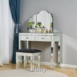 Mirrored Make Up Glass Dressing Table Desk with2 Drawer Console Bedroom Vanity New