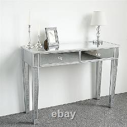 Mirrored Makeup Table Desk Vanity Dressing Table for Women with 2 Drawers