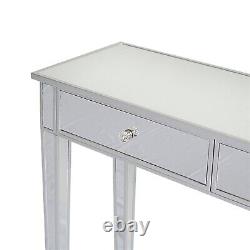 Mirrored Makeup Vanity Table with 2 Drawers Dressing Table Desk Bedroom Mirror