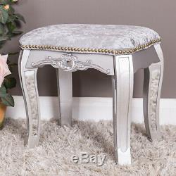 Mirrored Silver Dressing Table Mirror Stool Furniture Set Venetian Glass Chic