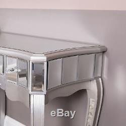 Mirrored Silver Dressing Table With Drawers Glass Bedroom Hallway Home Decor