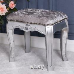 Mirrored Silver Stool Glass Fabric Ornate Dressing Table Venetian Bedroom Home