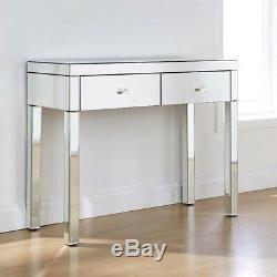 Mirrored Two Drawers Dressing Table Bedroom Console Vanity Make-up Desk uk