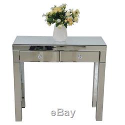 Mirrored Two Drawers Dressing Table Bedroom Console Vanity Make-up Desk uk