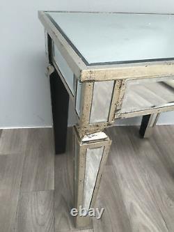 Mirrored Venetian Glass Dressing Table Stool Bedroom Silver Wood Furniture