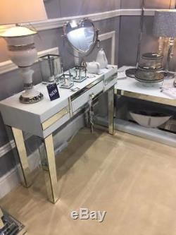 Mirrored White Glass Chrome Luxury One Drawer Console Table Dressing Table