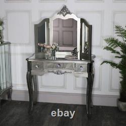 Mirrored console dressing table 3 way triple tabletop vanity mirror French chic