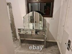 Mirrored glass dressing table and mirror