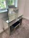 Mirrored Glass Dressing Table, Mirror And Stool
