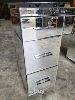 Mirrored glass venetian dressing table writing desk 7 drawers