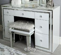 Mirrored white glass dressing table 7 drawer bedroom furniture, hall, dining