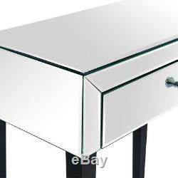 Modern 1 Drawer Mirrored Dressing Table Vanity Dresser Console Bedroom Furniture