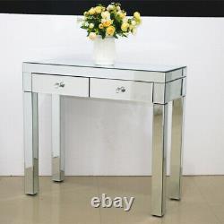 Modern 2 Drawers Dresser Mirrored Dressing Table Console Make-up Vanity Table