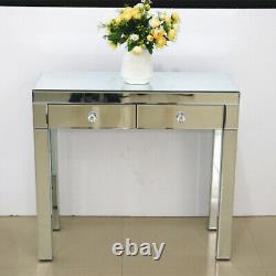 Modern 2 Drawers Dresser Mirrored Dressing Table Console Make-up Vanity Table