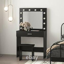 Modern Dressing Table Makeup Desk with LED Lighted Mirror Vanity table Girls New