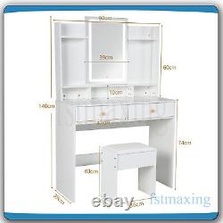 Modern Dressing Table With LED Touch Mirror & Storage Cabinet Makeup Vanity Desk