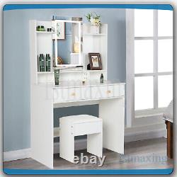 Modern Dressing Table With LED Touch Mirror & Storage Cabinet Makeup Vanity Desk