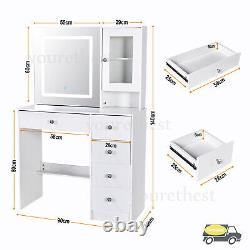 Modern Dressing Table With Smart LED Sliding Mirror & Cabinet Vanity Makeup Desk