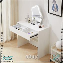 Modern Dressing Table Wooden Vanity Table Makeup Desk with LED Lighted Mirror UK