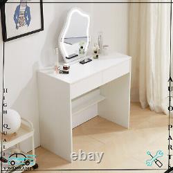 Modern Dressing Table Wooden Vanity Table Makeup Desk with LED Lighted Mirror UK