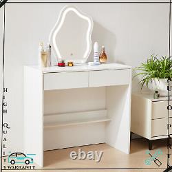 Modern Dressing Table Wooden Vanity Table Makeup Desk with LED Lighted Mirror UK