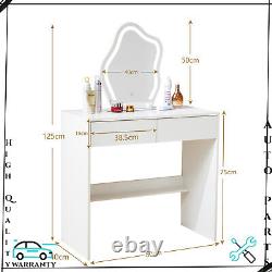 Modern Dressing Table Wooden Vanity Table Makeup Desk with LED Lighted Mirror UK