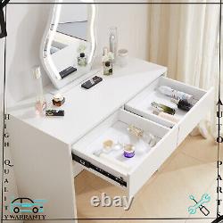 Modern Dressing Table Wooden Vanity Table Makeup Desk with LED Lighted Mirror UK