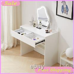 Modern Dressing Table with LED 3 Color Modes Lighting Mirror Vanity Set Vanity UK