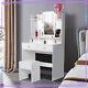 Modern Dressing Table With Led Lighted Mirror Vanity Makeup Stool Set For Bedroom