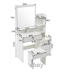 Modern Makeup Dressing Table Set Jewelry 4 Drawers WithStool Hollywood Mirror Desk