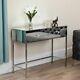 Modern Mirrored Dressing Table 2 Drawers Crystal Handles Mirror Console Table