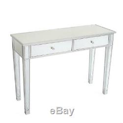 Modern Mirrored Venetian Glass 2 Drawer Dressing Console Table Silver