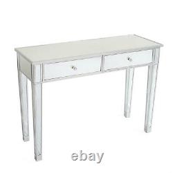 Modern Mirrored Venetian Glass 2 Drawer Dressing Console Table Silver