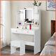 Modern Vanity Dressing Table With Lighted Touch-sreen Hollywood Mirror Makeup Desk