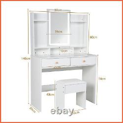 Modern Vanity Dressing Table with Lighted Touch-Sreen Hollywood Mirror Makeup Desk
