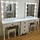 Modern White Dressing Table Makeup Desk Super Bright Led Lighted Mirror Withdrawer