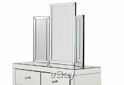 Monroe 7 Drawer Mirrored Dressing Table Silver Venetian Bedroom Furniture