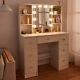 New Dressing Table Vanity Makeup Desk With Led Light Mirror 7 Drawers 10 Shelves