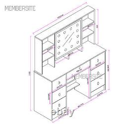 NEW Dressing Table Vanity Makeup Desk With LED Light Mirror 7 Drawers 10 Shelves