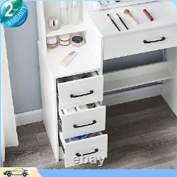 NEW Dressing Table with 10 LED Mirror Modern Makeup Desk Vanity Table Set White