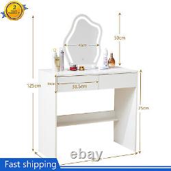 NEW Vanity Dressing Table Makeup Desk with LED Light Mirror Drawers For Bedroom