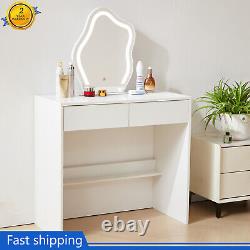 NEW Vanity Dressing Table Makeup Desk with LED Light Mirror Drawers For Bedroom